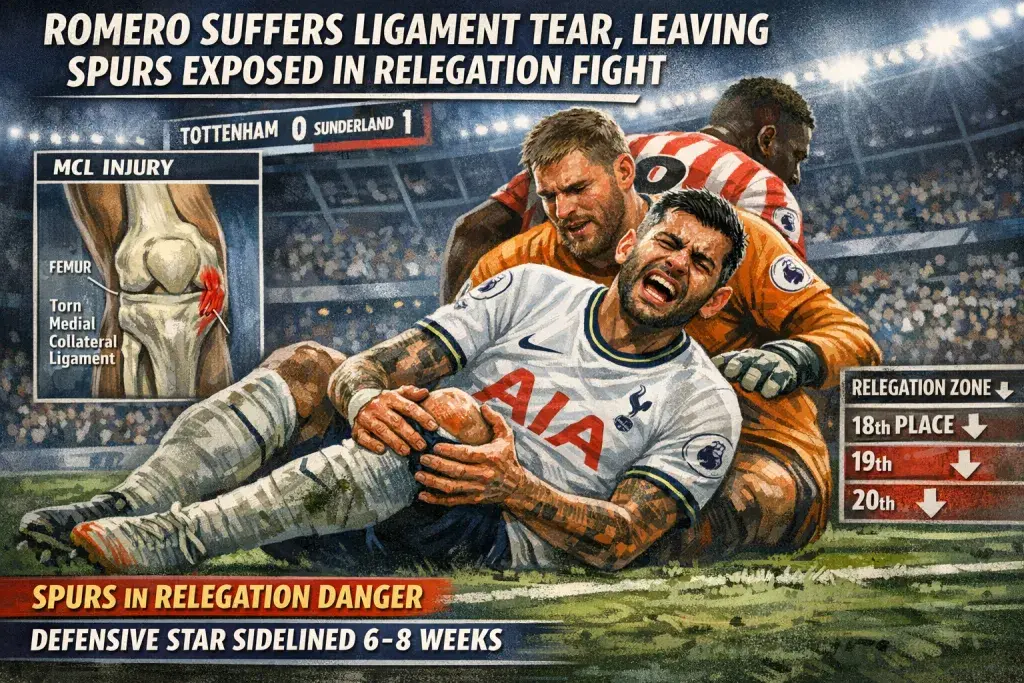 Romero Suffers Ligament Tear, Leaving Spurs Exposed in Relegation Fight